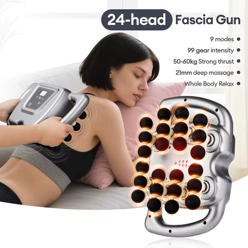 24-Head Fascia Massage Gun - 9 Modes High Frequency Percussion Massager